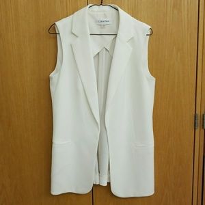 Calvin Klein White Sleeveless Blazer